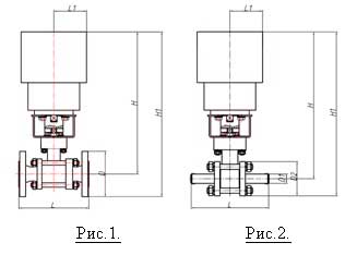 Рис.1, 2. Схематическое изображение кранов АРС18 с электроприводом марки УП