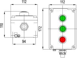 Рис.1. Схематическое изображение готового стандартного поста управления и индикации ПКИЕ46