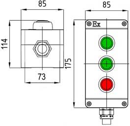 Рис.1. Схематическое изображение готовых стандартных постов управления и индикации ПКИЕ-П43