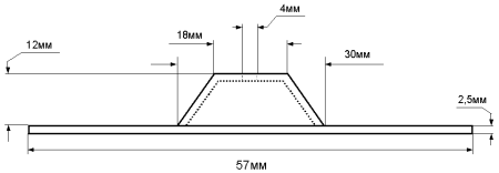 Рис.1. Габаритные и присоединительные размеры крепления на 57 мм для трансформаторов (20-75 Вт)
