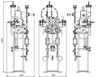 Рис.1. Габаритные и присоединительные размеры установки гидравлических регуляторов УГРП-2