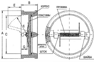 Рис.1. Схематическое изображение обратного клапана Model C (100 мм)