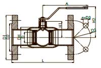 Рис.1. Схематическое изображение крана шарового стального фланцевого стандартнопроходного BROEN Ballomax DN 15-50