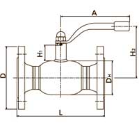 Рис.1. Схематическое изображение крана шарового стального фланцевого стандартнопроходного BROEN Ballomax DN 65-200