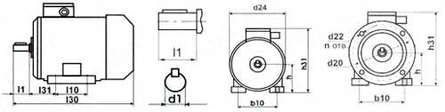 Рис.1. Габаритные и присоединительные размеры электродвигателей АДМ и АД 112М2