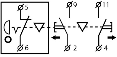 Рис.2. Схема подключения XAL-B3-2713К поста кнопочного с ключом