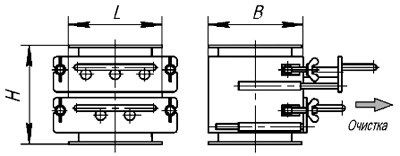 Рис.1. Схема габаритных размеров сепаратора магнитного стержневого СК